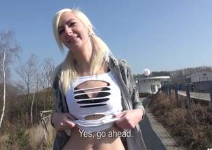 Playful blond-haired amateur golden-haired Lenny Elleny is ready to undressed assets by the road. She flashes her at a distance parts by the road and feels no shame. Lenny Elleny is a nice Czech girl!